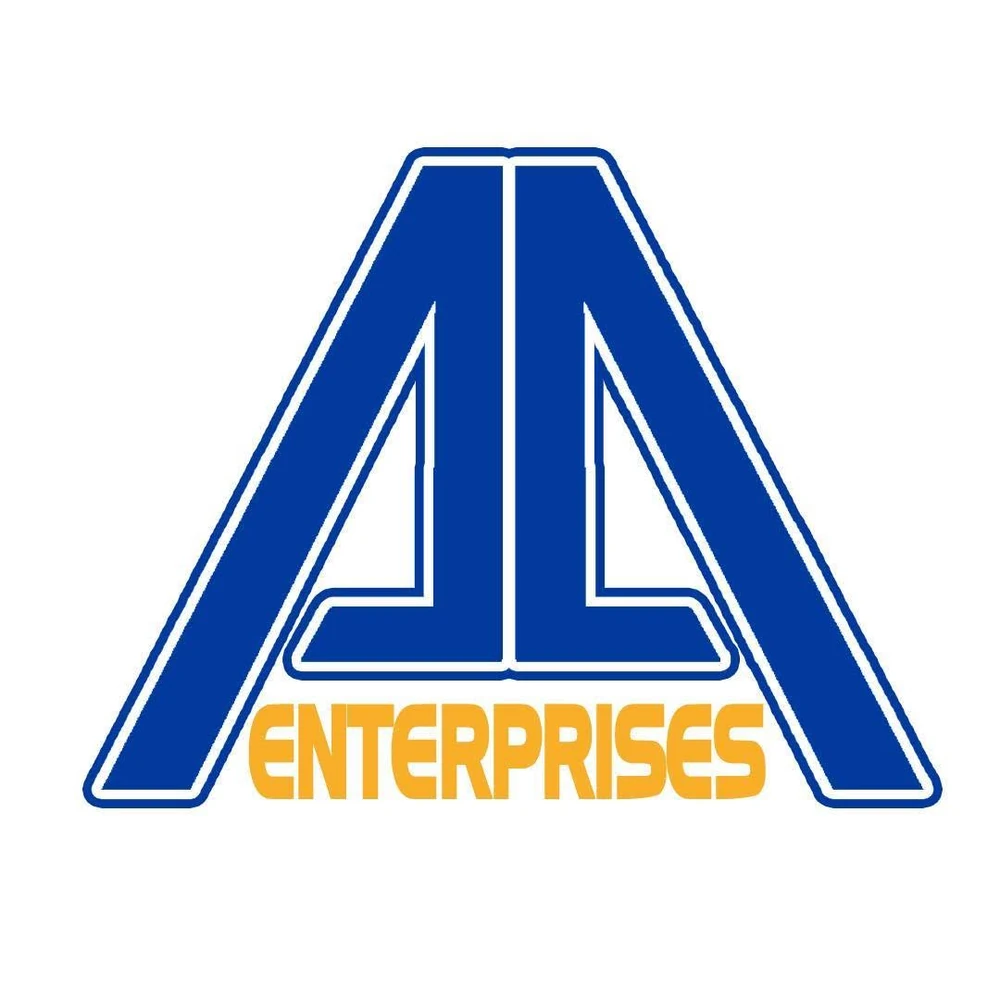 Earlier blue and gold AA Enterprises logo